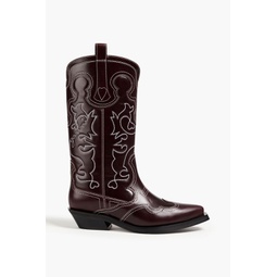 Embroidered leather western boots