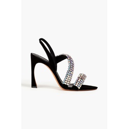 Alanis 100 crystal-embellished suede slingback sandals