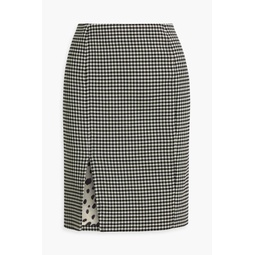 Gingham wool-blend skirt