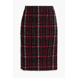 Checked wool-blend tweed skirt