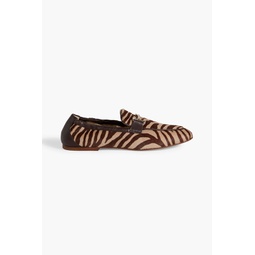 Double T zebra-print calf hair loafers