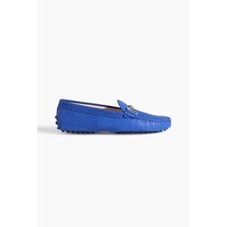 Double T snake-effect suede loafers