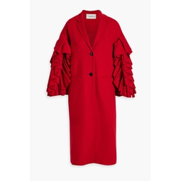 Ruffled wool and cashmere-felt coat