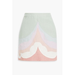 Color-block linen mini skirt