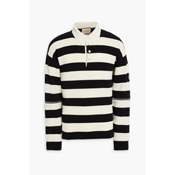 Convertible striped cotton polo sweater