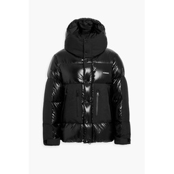Quilted appliqued shell hooded jacket