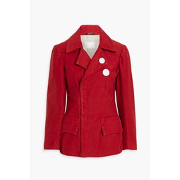 Button-embellished cotton peplum jacket