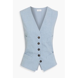 Bead-embellished linen-blend vest
