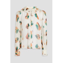 Pippa ruffled printed silk-crepon blouse