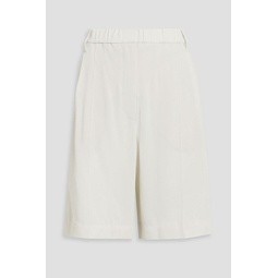 Bead-embellished pleated crepe shorts