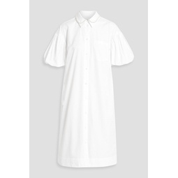 Faux pearl-embellished cotton-poplin shirt dress