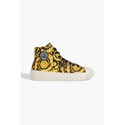 Barocco printed canvas high-top sneakers