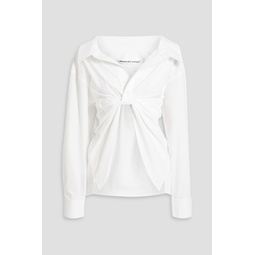 Asymmetric twist-front cotton-poplin shirt