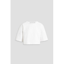 Cropped cotton-jersey T-shirt