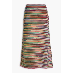 Striped wool and cashmere-blend midi skirt