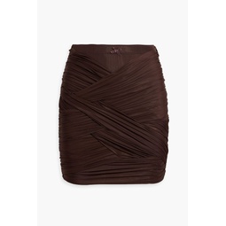 Ruched stretch-jersey mini skirt