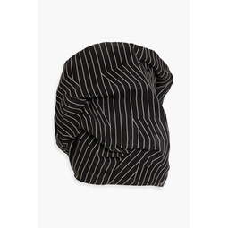 Strapless striped silk-chiffon top