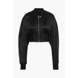 Cropped quilted silk-satin bomber jacket