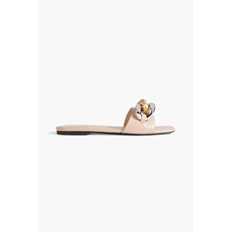 Falabella chain-embellished faux leather slides