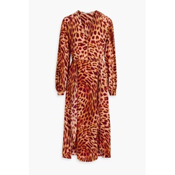 Leopard-print silk-chiffon midi dress