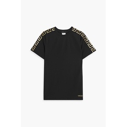Printed mesh-paneled stretch-jersey T-shirt