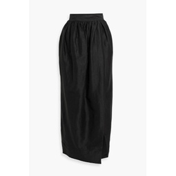 Mirabelle wrap-effect linen-blend maxi skirt