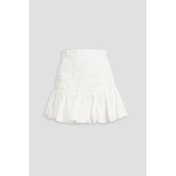 La Vie ruffled shirred cotton-poplin mini skirt