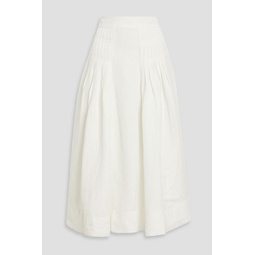 Chloe pleated linen-blend midi skirt