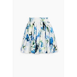 Cassis pleated printed cotton-poplin mini skirt