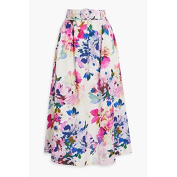 Daphne belted floral-print linen-blend maxi skirt