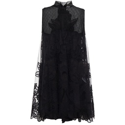 Point desprit and embroidered organza mini dress