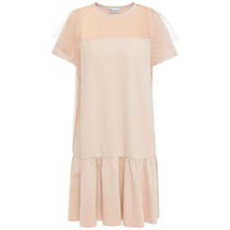 Point desprit-paneled cotton-jersey mini dress