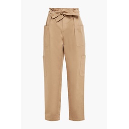 Pleated stretch-cotton twill tapered pants