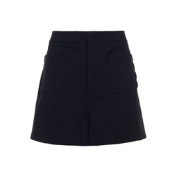 Scalloped stretch-crepe shorts