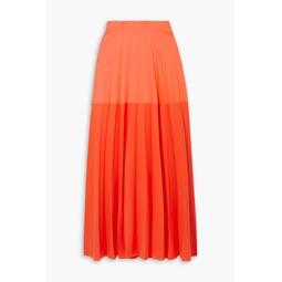 Pleated two-tone wool-blend maxi skirt
