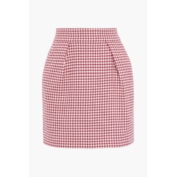 Pleated houndstooth cotton-blend jacquard mini skirt