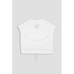 Editions cropped bow-detailed stretch-knit top