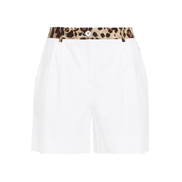 Leopard-print cotton-blend tweed shorts