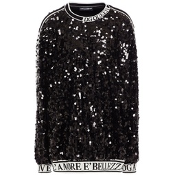 Oversized sequined stretch-tulle sweatshirt