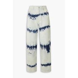 Tie-dyed high-rise wide-leg jeans