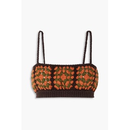 Postive Vibes crochet-knit cotton bra top