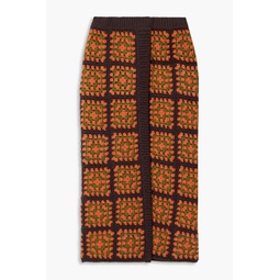 Positive Vibes crocheted cotton midi skirt