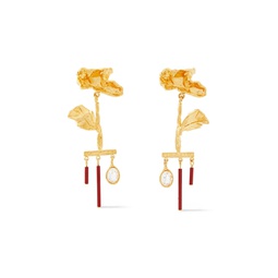 Gold-tone, crystal and enamel earrings