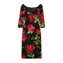 Floral-print stretch-silk crepe dress