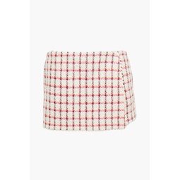 Skirt-effect checked cotton-blend tweed shorts