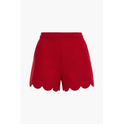 Scalloped wool-blend shorts