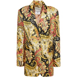 Paisley-print silk-twill blazer