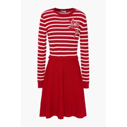 Striped jacquard-knit mini dress