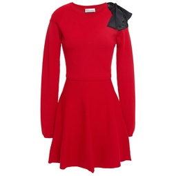 Bow-embellished knitted mini dress