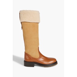 Elya leather and shearling knee boots